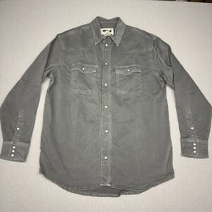 Schaefer Outfitter Pearl Snap Shirt Mens Large Gray Western Cowboy Workwear